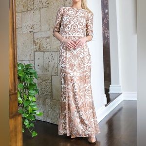 MARCHESSA NOTTE COPPER AND IVORY GOWN - SIZE 0